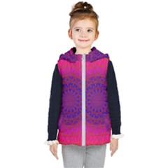 Geometric Pattern Line Art Kaleidoscope Symmetry Kids  Hooded Puffer Vest