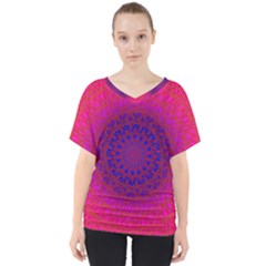 Geometric Pattern Line Art Kaleidoscope Symmetry V-neck Dolman Drape Top