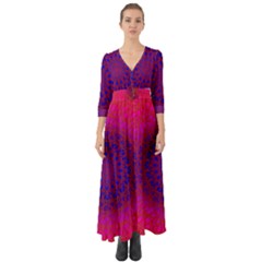 Geometric Pattern Line Art Kaleidoscope Symmetry Button Up Boho Maxi Dress