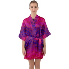 Geometric Pattern Line Art Kaleidoscope Symmetry Half Sleeve Satin Kimono 