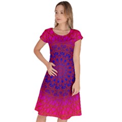 Geometric Pattern Line Art Kaleidoscope Symmetry Classic Short Sleeve Dress