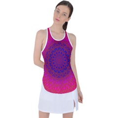 Geometric Pattern Line Art Kaleidoscope Symmetry Racer Back Mesh Tank Top