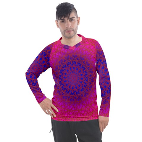 Geometric Pattern Line Art Kaleidoscope Symmetry Men s Pique Long Sleeve Tee by Jancukart