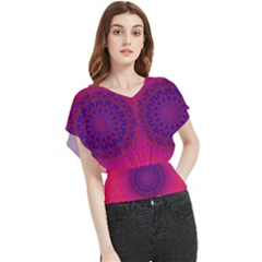 Geometric Pattern Line Art Kaleidoscope Symmetry Butterfly Chiffon Blouse