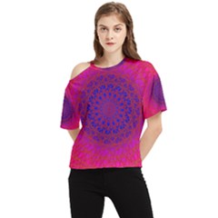 Geometric Pattern Line Art Kaleidoscope Symmetry One Shoulder Cut Out Tee by Jancukart