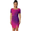 Geometric Pattern Line Art Kaleidoscope Symmetry Fitted Knot Split End Bodycon Dress View1