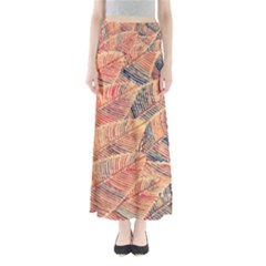 Leaves Pattern Abstract Circles Dots Ornament Full Length Maxi Skirt