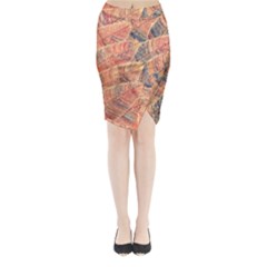 Leaves Pattern Abstract Circles Dots Ornament Midi Wrap Pencil Skirt