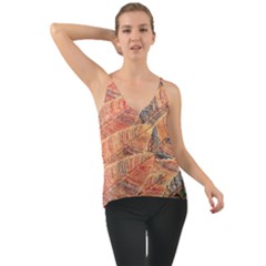 Leaves Pattern Abstract Circles Dots Ornament Chiffon Cami