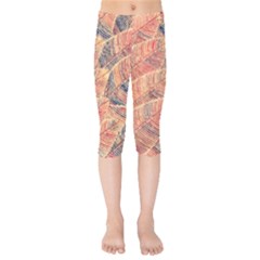 Leaves Pattern Abstract Circles Dots Ornament Kids  Capri Leggings 