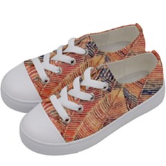 Leaves Pattern Abstract Circles Dots Ornament Kids  Low Top Canvas Sneakers