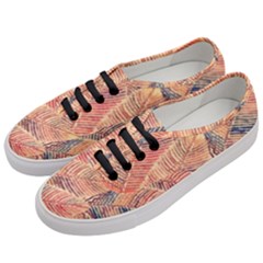 Leaves Pattern Abstract Circles Dots Ornament Women s Classic Low Top Sneakers