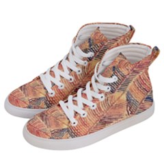 Leaves Pattern Abstract Circles Dots Ornament Men s Hi-top Skate Sneakers