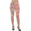 Leaves Pattern Abstract Circles Dots Ornament Lightweight Velour Capri Leggings  View1