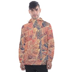 Leaves Pattern Abstract Circles Dots Ornament Men s Front Pocket Pullover Windbreaker