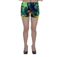 Jungle Rainforest Tropical Forest Jungle Scene Skinny Shorts by Jancukart