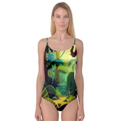 Jungle Rainforest Tropical Forest Jungle Scene Camisole Leotard  by Jancukart