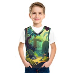 Jungle Rainforest Tropical Forest Jungle Scene Kids  Basketball Tank Top