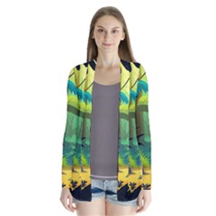 Jungle Rainforest Tropical Forest Jungle Scene Drape Collar Cardigan