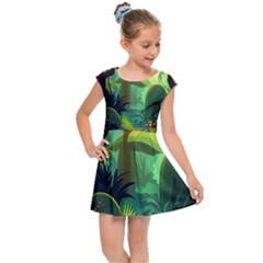 Jungle Rainforest Tropical Forest Jungle Scene Kids  Cap Sleeve Dress