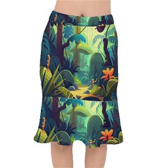 Jungle Rainforest Tropical Forest Jungle Scene Short Mermaid Skirt