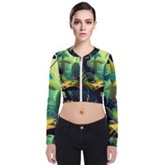 Jungle Rainforest Tropical Forest Jungle Scene Long Sleeve Zip Up Bomber Jacket