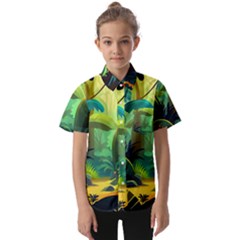 Jungle Rainforest Tropical Forest Jungle Scene Kids  Short Sleeve Shirt by Jancukart