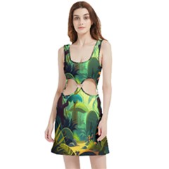 Jungle Rainforest Tropical Forest Jungle Scene Velour Cutout Dress by Jancukart