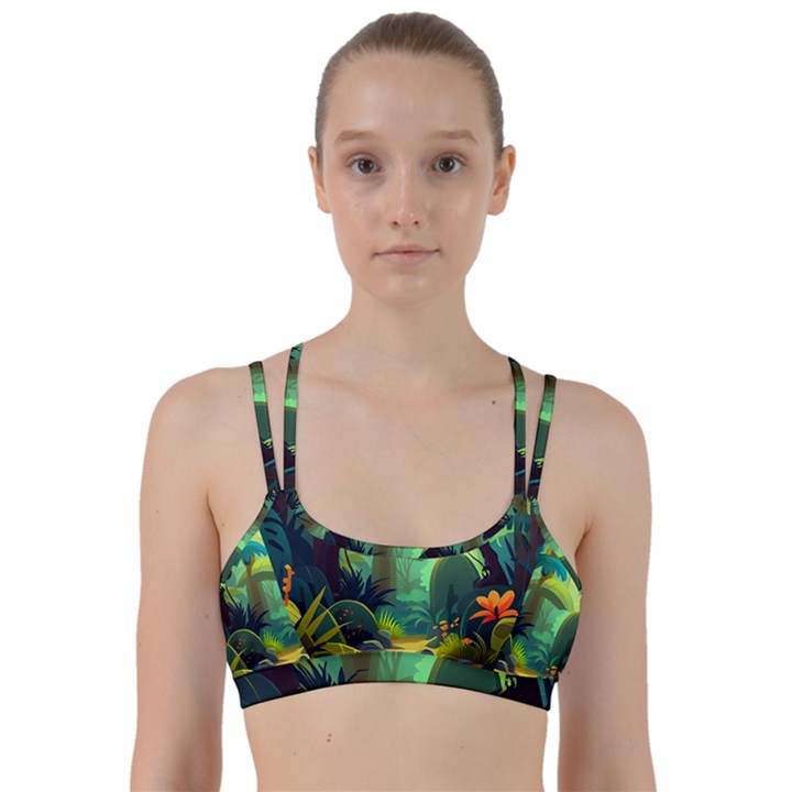 Jungle Rainforest Tropical Forest Jungle Scene Line Them Up Sports Bra