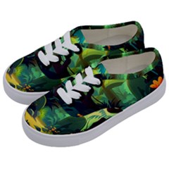 Jungle Rainforest Tropical Forest Jungle Scene Kids  Classic Low Top Sneakers by Jancukart