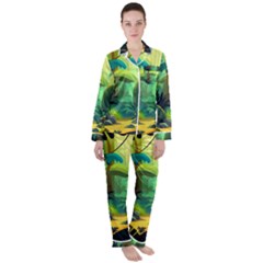 Jungle Rainforest Tropical Forest Jungle Scene Women s Long Sleeve Satin Pajamas Set	 by Jancukart