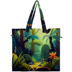 Jungle Rainforest Tropical Forest Jungle Scene Canvas Travel Bag