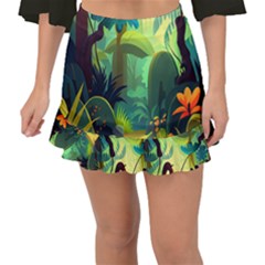 Jungle Rainforest Tropical Forest Jungle Scene Fishtail Mini Chiffon Skirt by Jancukart