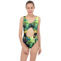 Jungle Rainforest Tropical Forest Jungle Scene Center Cut Out Swimsuit