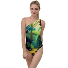 Jungle Rainforest Tropical Forest Jungle Scene To One Side Swimsuit by Jancukart