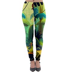 Jungle Rainforest Tropical Forest Jungle Scene Lightweight Velour Leggings