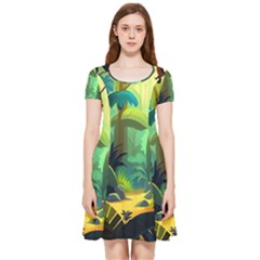 Jungle Rainforest Tropical Forest Jungle Scene Inside Out Cap Sleeve Dress