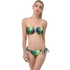 Jungle Rainforest Tropical Forest Jungle Scene Twist Bandeau Bikini Set