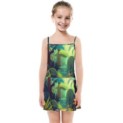 Jungle Rainforest Tropical Forest Jungle Scene Kids  Summer Sun Dress by Jancukart