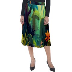 Jungle Rainforest Tropical Forest Jungle Scene Classic Velour Midi Skirt  by Jancukart