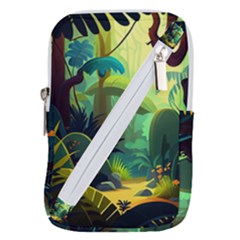 Jungle Rainforest Tropical Forest Jungle Scene Belt Pouch Bag (large)