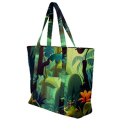 Jungle Rainforest Tropical Forest Jungle Scene Zip Up Canvas Bag