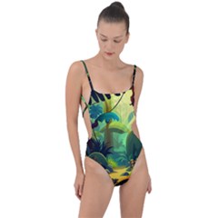 Jungle Rainforest Tropical Forest Jungle Scene Tie Strap One Piece Swimsuit