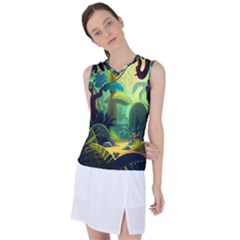 Jungle Rainforest Tropical Forest Jungle Scene Women s Sleeveless Sports Top