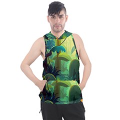 Jungle Rainforest Tropical Forest Jungle Scene Men s Sleeveless Hoodie