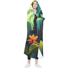 Jungle Rainforest Tropical Forest Jungle Scene Wearable Blanket