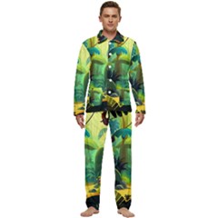 Jungle Rainforest Tropical Forest Jungle Scene Men s Long Sleeve Velvet Pocket Pajamas Set by Jancukart