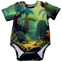 Jungle Rainforest Tropical Forest Jungle Scene Baby Short Sleeve Bodysuit by Jancukart