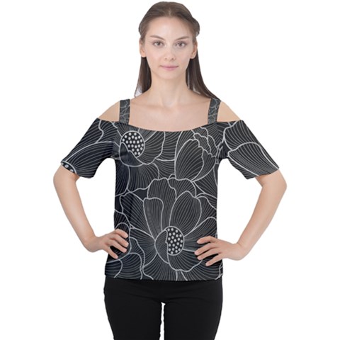 Flower Pattern Background Floral Beautiful Bloom Cutout Shoulder Tee by Jancukart