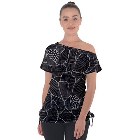 Flower Pattern Background Floral Beautiful Bloom Off Shoulder Tie-up Tee by Jancukart